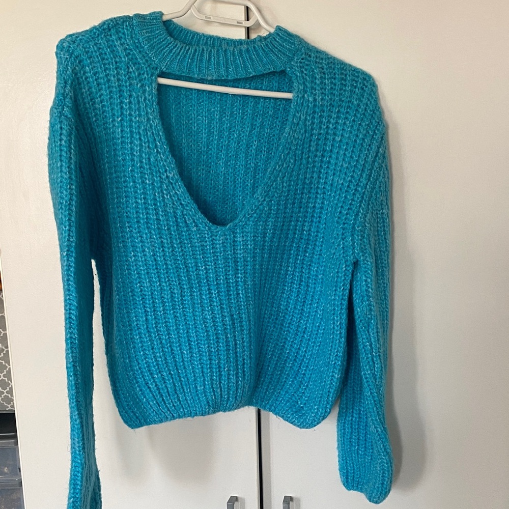 2 for $15 Zara Women's Turquoise V-Neck Sweater
